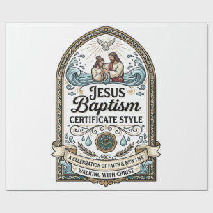 Papel De Presente Certificado de Batismo de Jesus Estilo Certificado