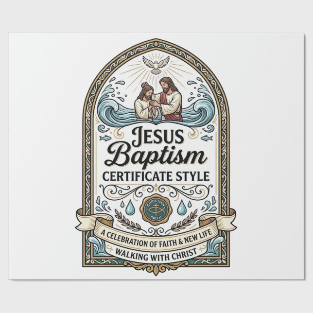 Papel De Presente Certificado de Batismo de Jesus Estilo Certificado (Aberto)