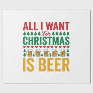 Papel De Presente Cerveja de Natal Design Divertido de Bebida de Fer