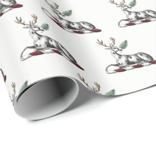 Papel De Presente Cervo com Emblema de Crista Heráldica de Samambaia