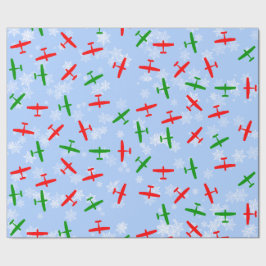 Papel De Presente Cessnas de Natal voando através de flocos de neve