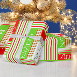 Papel De Presente C'est Noel Striped Pattern Feliz Natal