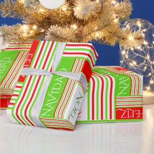 Papel De Presente C'est Noel Striped Pattern Feliz Natal