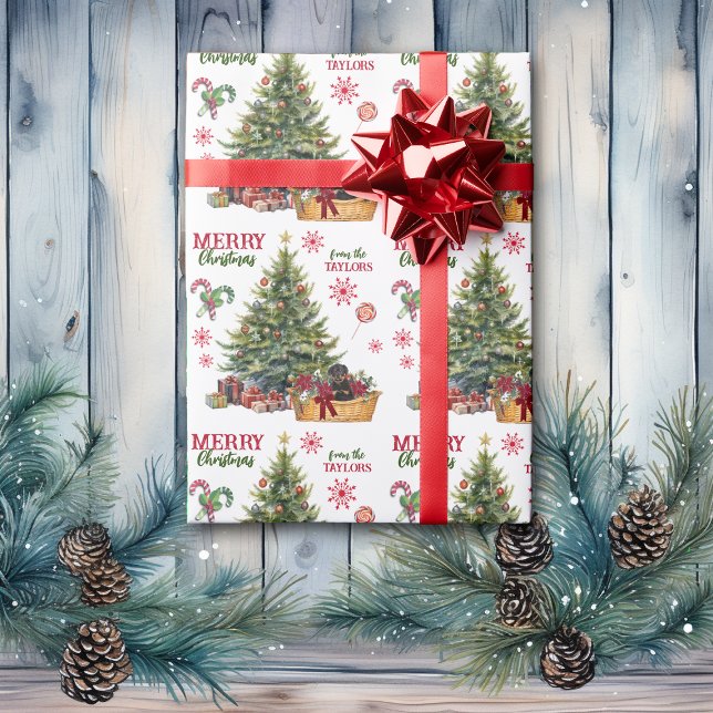 Papel De Presente Cesta de Puppapoila Rottweiler sob a árvore (Criador carregado)