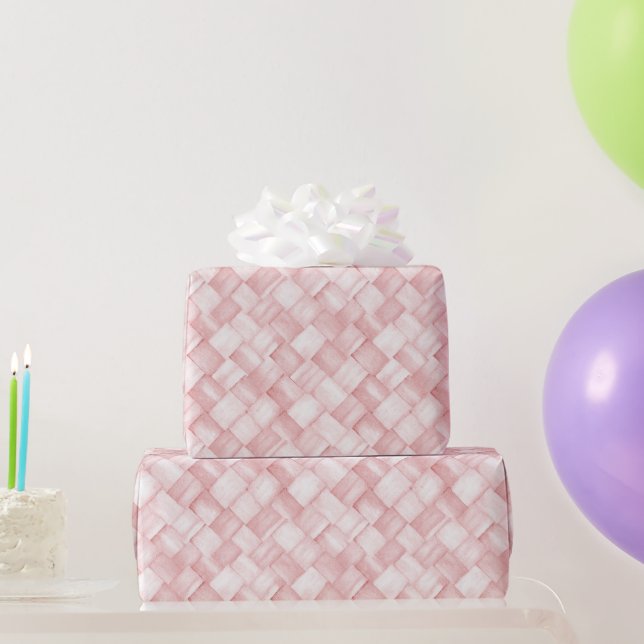 Papel De Presente Cesta Entrelaçada Rosa Bonito Aniversário (Presentes para festas)