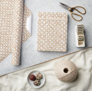 Papel De Presente Cesta Tecida Creme
