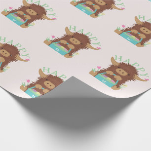 Papel De Presente Cesto de Páscoa das vacas do alto-mar, de cor bran
