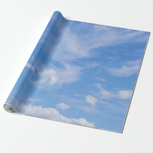 Papel De Presente Céu Azul com Nuvens Sabedoras