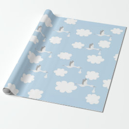 Papel De Presente Céu Azul e Nuvens Bebê