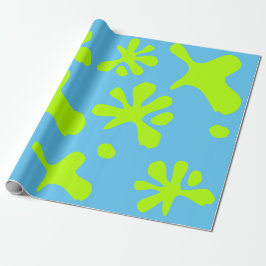 Papel De Presente Céu azul-neon verde-limo azul engraçado pintar cri