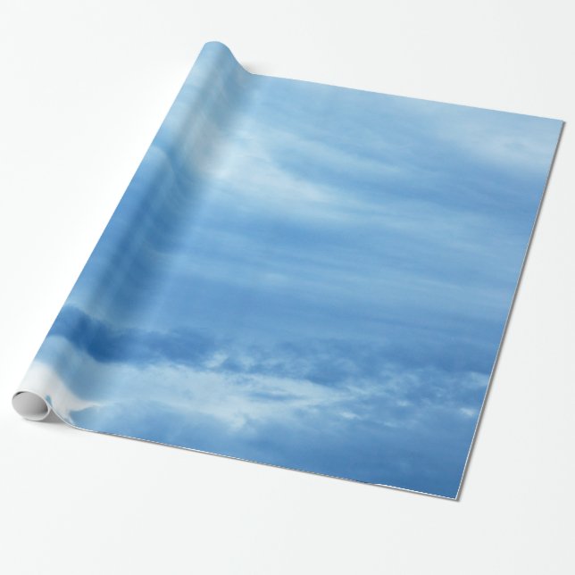 Papel De Presente Céu Azul Nuvens Brancas Céu de Fundo (Desenrolado)