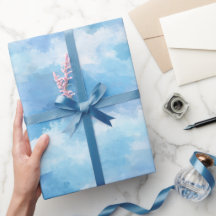Céu de Névoa Azul com Padrão Abstrato em Aquarela 