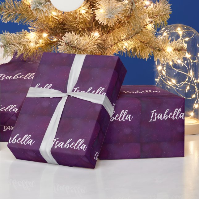 Papel De Presente Céu estelar roxo (Feriados)