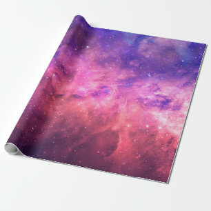 Papel De Presente Céu Estelar Roxo Rosa Galáxia Cósmica Fogo Brilho