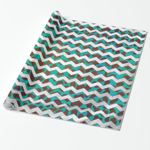 Papel De Presente Cevron Dalmaciano Brown e Teal