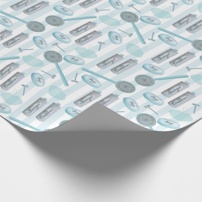 Papel De Presente Chá de Banhroom Spa Aqua Blue em Strips (Ponta)