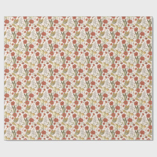 Papel De Presente Chá de Bebê Borboletas e Flores Poéticas Florais