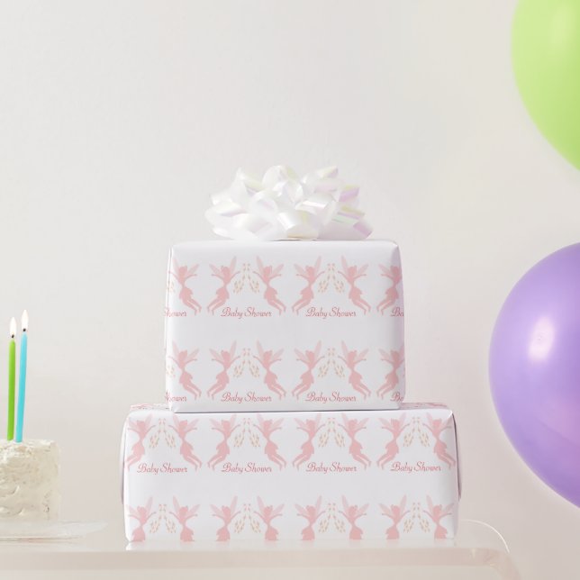 Papel De Presente Chá de Bebê da Fada Rosa (Presentes para festas)