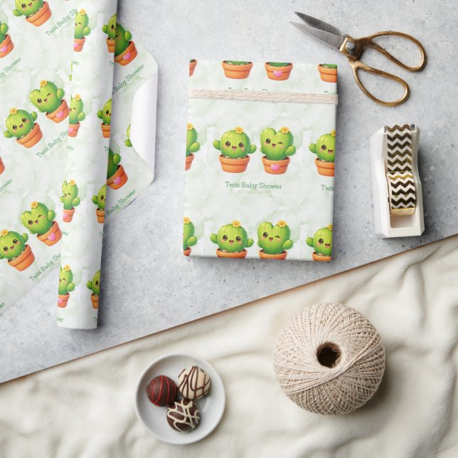 Papel De Presente Chá de Bebê de Gêmeos Fofos (Artesanato)