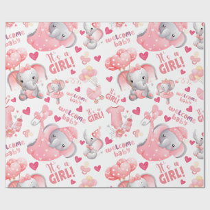 Papel De Presente Chá de Bebê de Menina Fofa e Presente de Recém-Nas