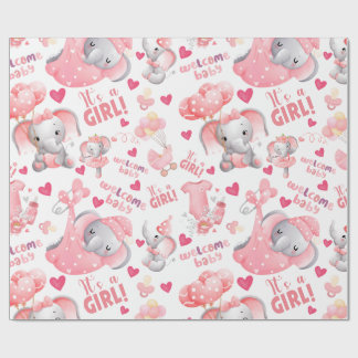 Papel De Presente Chá de Bebê de Menina Fofa e Presente de Recém-Nas