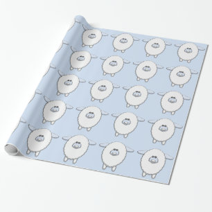 Papel De Presente Chá de Bebê do Carneirinho Azul Fofo