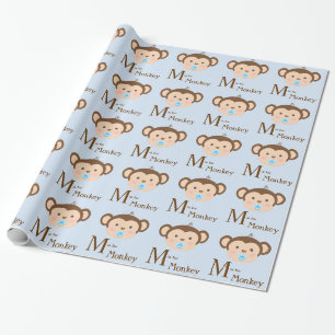 Papel De Presente Chá de Bebê do Doce Macaco