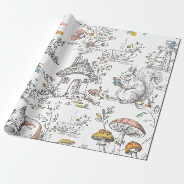 Papel De Presente Chá de Bebê Florestal Fofo (Desenrolado)