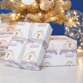 Papel De Presente Chá de Bebê Grandmillennial Wisteria