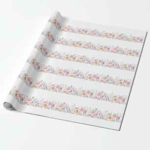 Papel De Presente Chá de Bebê Jardim Floral Aquarela Simples