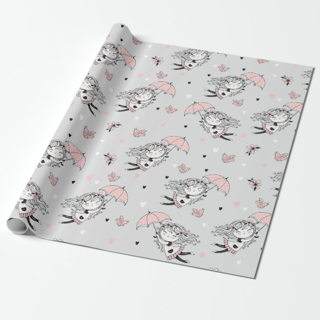 Papel De Presente Chá de Bebê Menina  (Desenrolado)
