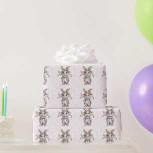 Papel De Presente Chá de Bebê Menina Coelhinha Floral Fofa