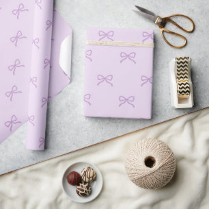 Papel De Presente Chá de Bebê Menina Elegante Padrão de Laço Roxo Pr