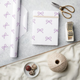 Papel De Presente Chá de Bebê Menina Elegante Padrão de Laço Roxo Pr