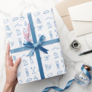 Papel De Presente Chá de Bebê Menino Azul de Inverno Te Esquio Logo