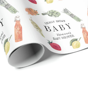 Papel De Presente Chá de Bebê Mercado de Agricultores Localmente Cul