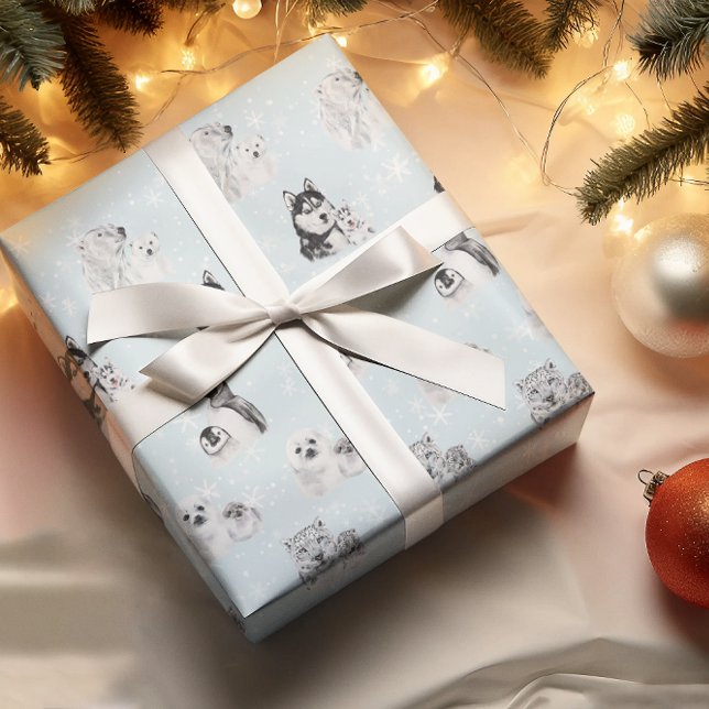 Papel De Presente Chá de Bebê Natal Inverno Animais Árticos (Criador carregado)