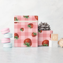 Papel De Presente Chá de Bebê Padrão de Morango