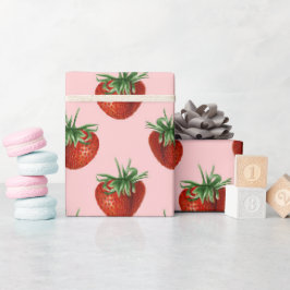Papel De Presente Chá de Bebê Padrão de Morango