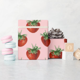 Papel De Presente Chá de Bebê Padrão de Morango