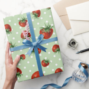 Papel De Presente Chá de Bebê Padrão de Morango