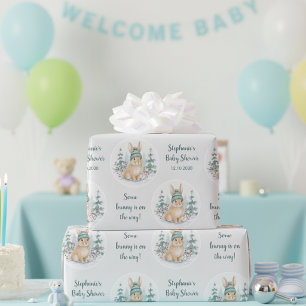 Papel De Presente Chá de Bebê Personalizável do Coelho da Floresta d