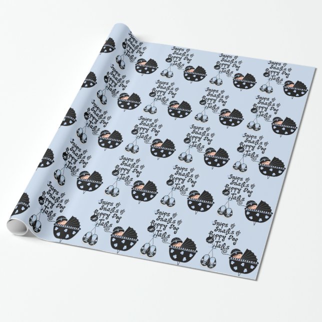 Papel De Presente Chá de Bebê Preto e Azul Snips e Snails (Desenrolado)