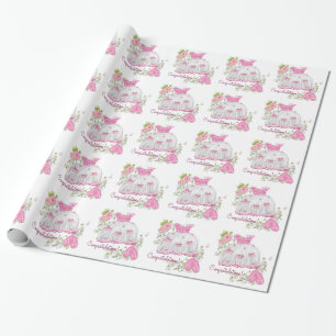 Papel De Presente Chá de Bebê Rosa Bela