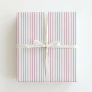 Papel De Presente Chá de bebê rosa pastel / Listras brancas