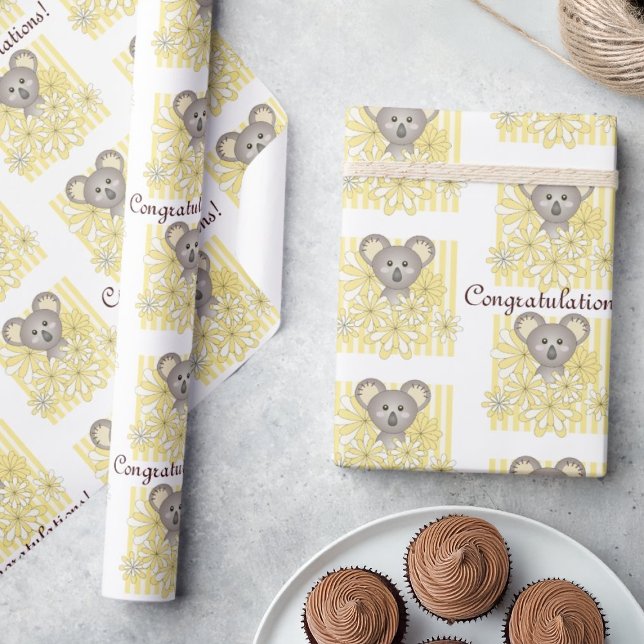 Papel De Presente Chá de fraldas/Aniversário de criança Koala de fai (Criador carregado)