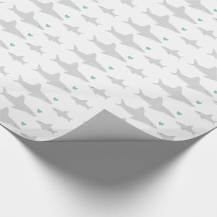 Papel De Presente Chá de fraldas Branco Verde do Coração dos Tuba
