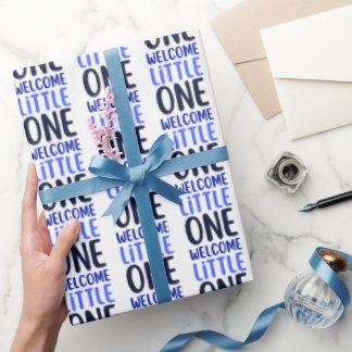 Papel De Presente Chá de fraldas Colorida "Bem-vindo Pequeno Um"