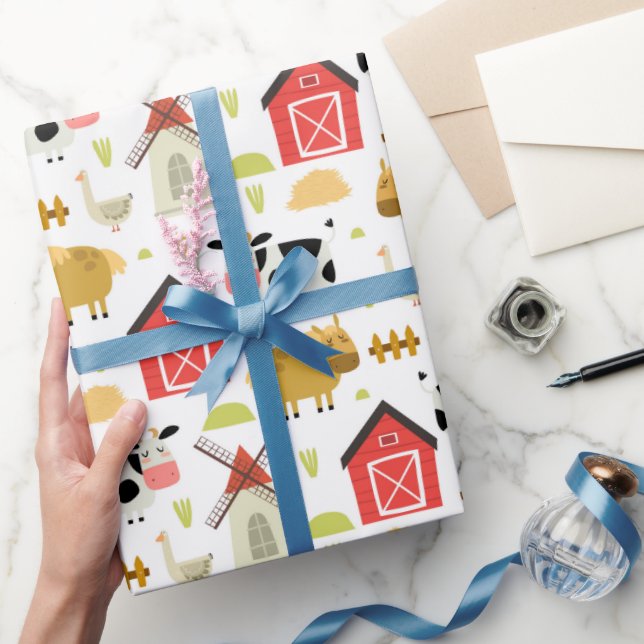 Papel De Presente Chá de fraldas de aniversário de fazenda (Presentear)