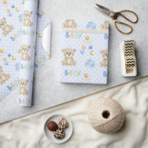 Chá de fraldas de Aquarela do Urso Azul